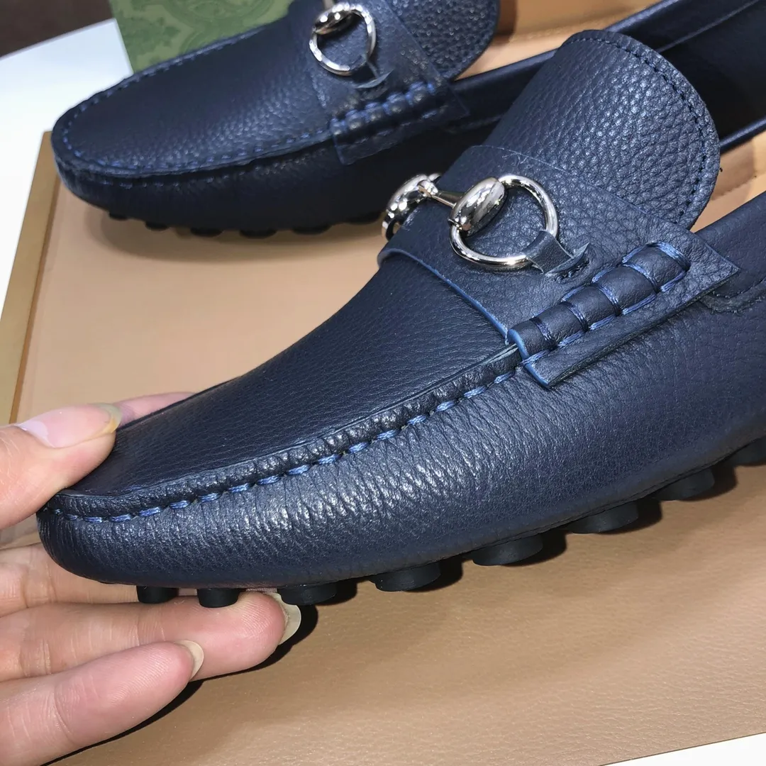 Men's Men's Shoes💰420💰[Gucci GUCCI] (High-end Niuli) New 🍀Gucci*-Gucci Peas Shoes! Made of imported original cowhide, the inner top layer is comfortable cowhide lining! Original wear-resistant rubber outsole! High quality products! Code number 38-44!